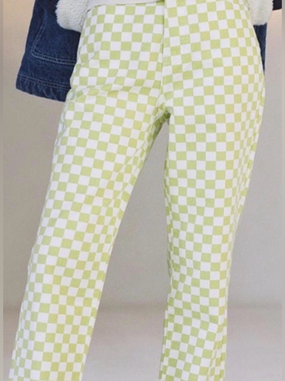 PacSun lime green checkered jeans